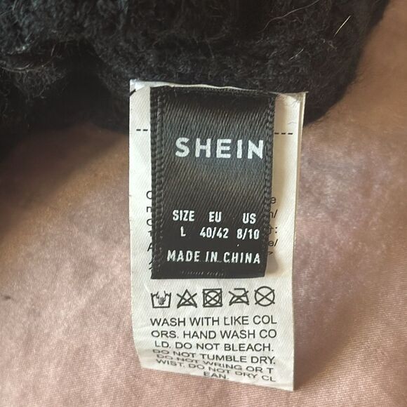 SHEIN Colorful Crochet Sleeve Black Sweater - Picture 6 of 8